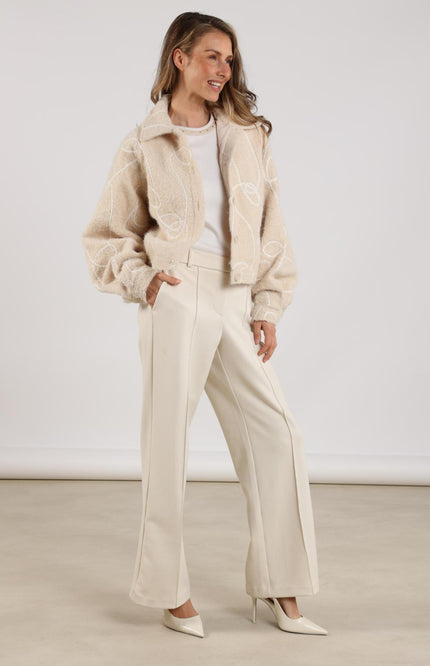 Nukus Broek Jill Scuba Offwhite NKS09008 Stretchshop.nl