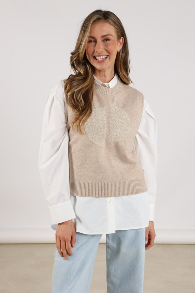 Nukus Top Intarsia Sand NKF07000 Stretchshop.nl