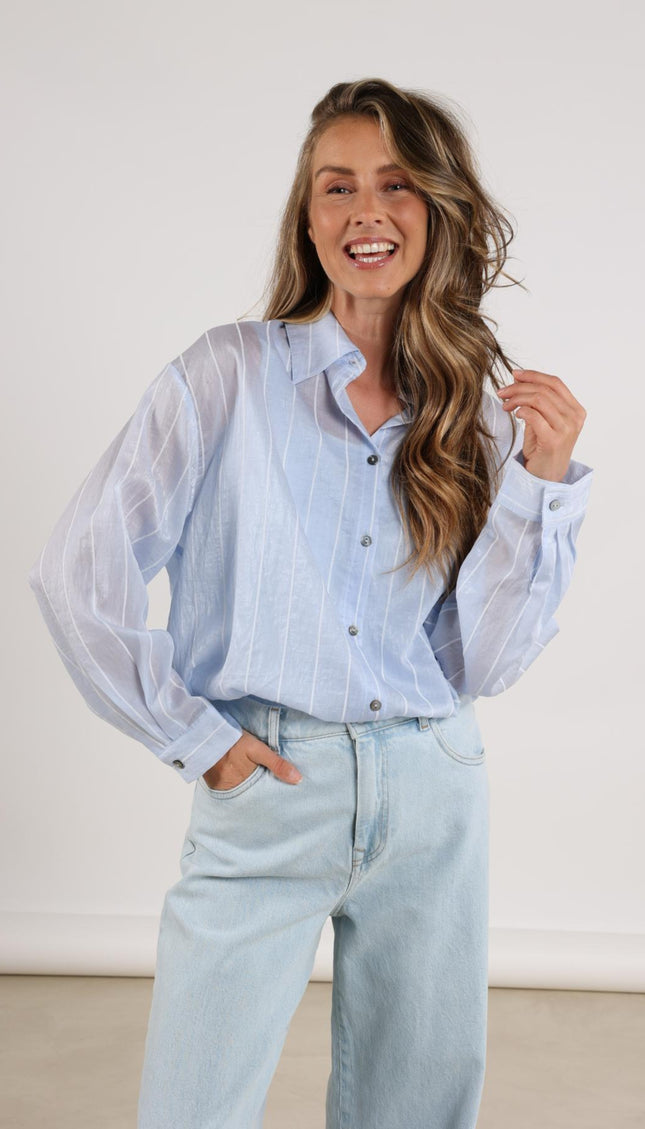 Blouse Iris Stripe Ice Offwhite NKF02011