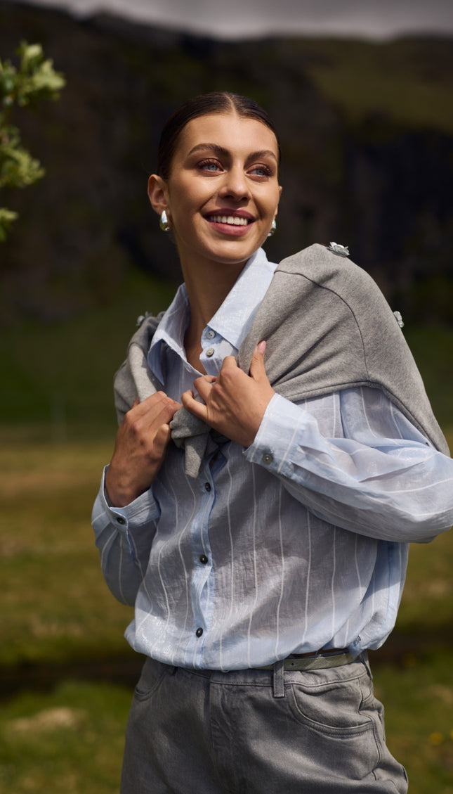 Blouse Iris Stripe Ice Offwhite NKF02011