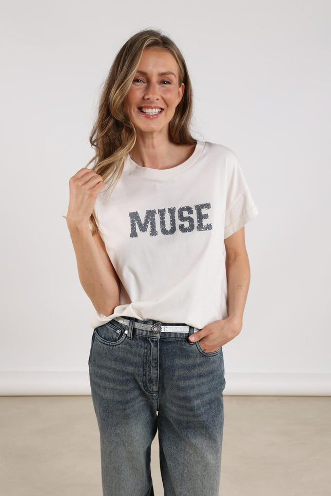 T-shirt Lou Offwhite Navy NKF04005