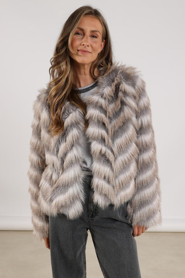 Jacket Lori Zigzag Offwhite Grey NKF13089