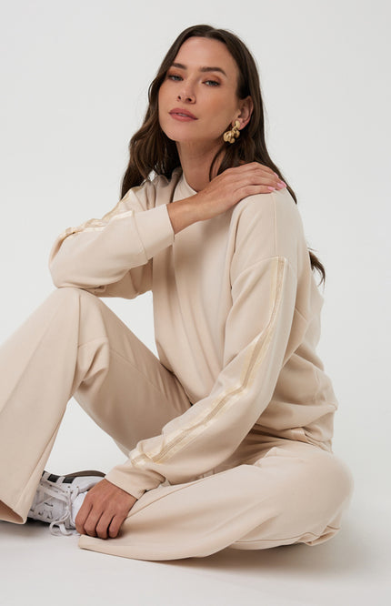 Sweater Rhinestones Modal Natural F25.05504