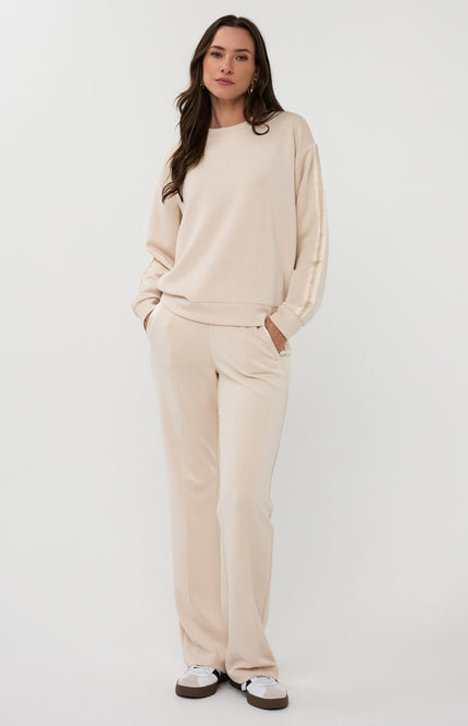 Sweater Rhinestones Modal Natural F25.05504