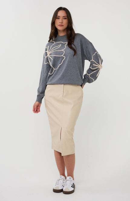 Rok Front Split Super Soft Vegan Light Sand F25.11509