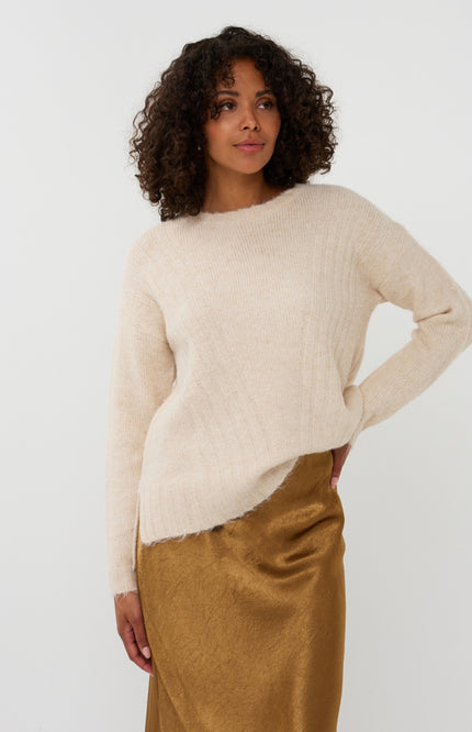 Sweater Diagonal Lines Light Sand F25.18500