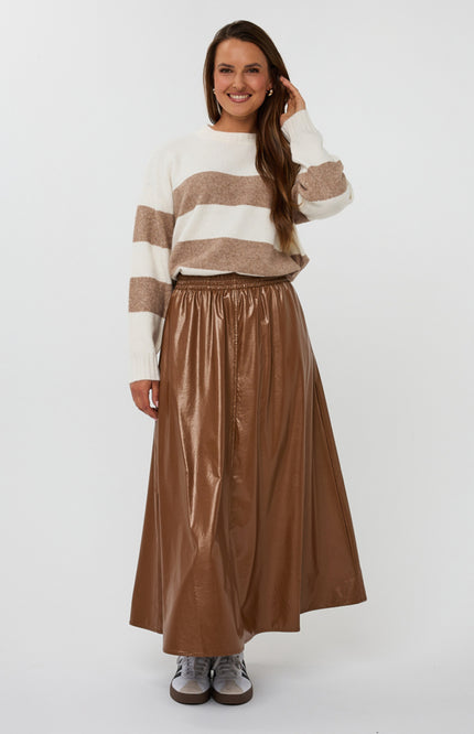 Sweater Striped Melange Offwhite Tan F25.27524