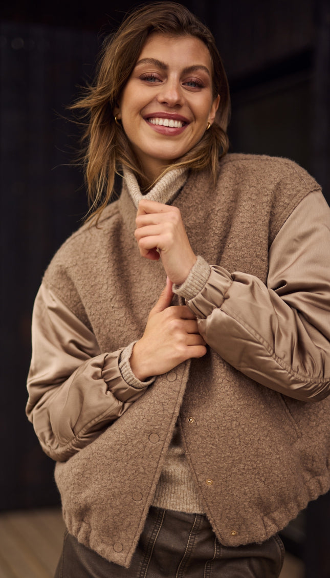 Jacket Baltimore Satin Fango NKF13057