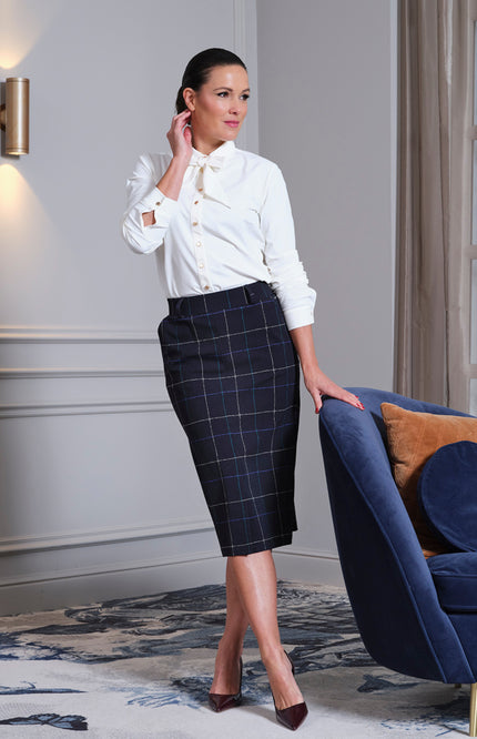 Heavy Travel Rok Herringbone Print Dark Blue Petrol 202659