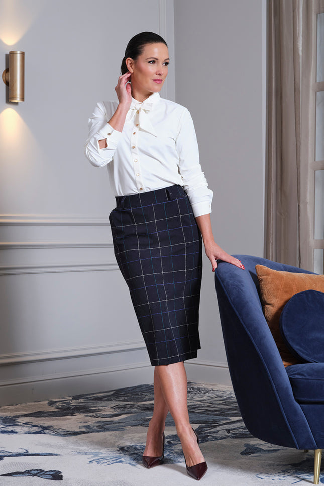 Heavy Travel Rok Herringbone Print Dark Blue Petrol 202659