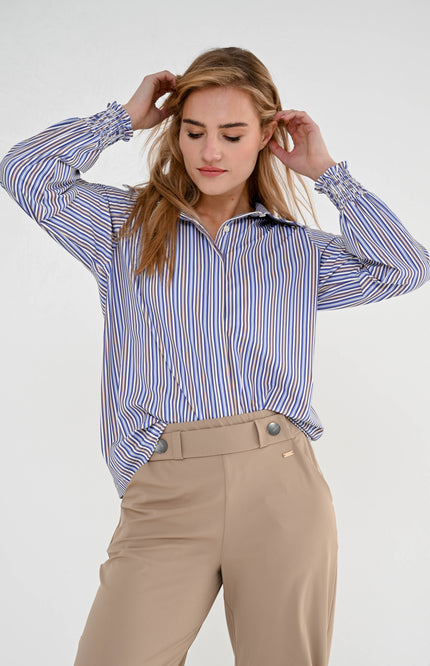Maicazz Travel Blouse Moon Blue Stripe Stretchshop.nl