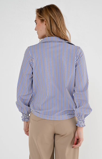 Maicazz Travel Blouse Moon Blue Stripe Stretchshop.nl