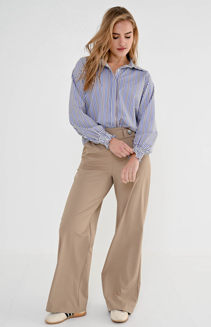 Maicazz Travel Blouse Moon Blue Stripe Stretchshop.nl