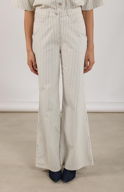 Nukus Jeans Senna Stripe Offwhite Navy NKS09065 Stretchshop.nl