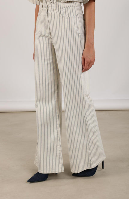 Nukus Jeans Senna Stripe Offwhite Navy NKS09065 Stretchshop.nl