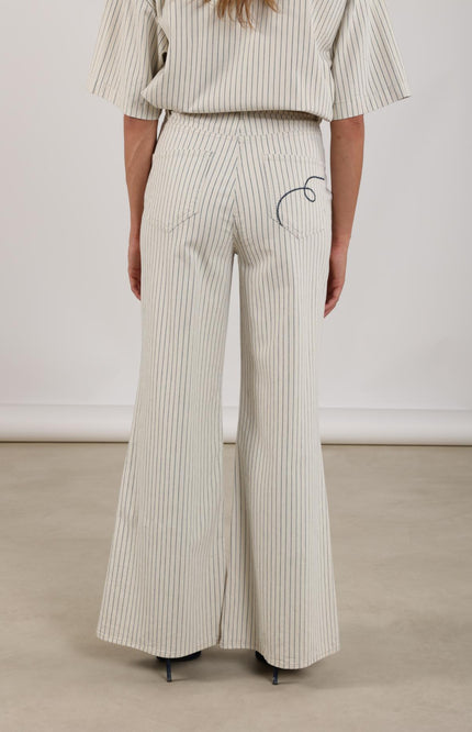 Nukus Jeans Senna Stripe Offwhite Navy NKS09065 Stretchshop.nl