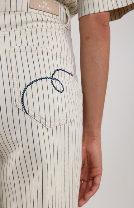 Nukus Jeans Senna Stripe Offwhite Navy NKS09065 Stretchshop.nl