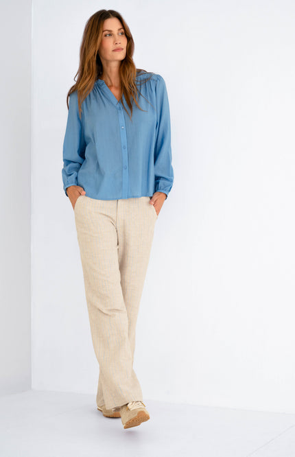 Maicazz Blouse Sarah Blue Stretchshop.nl
