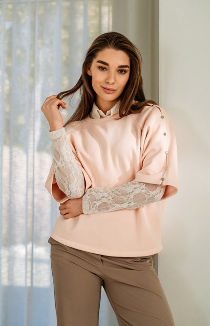 &Co woman Trui Sterre Powder Pink SW132 Stretchshop.nl