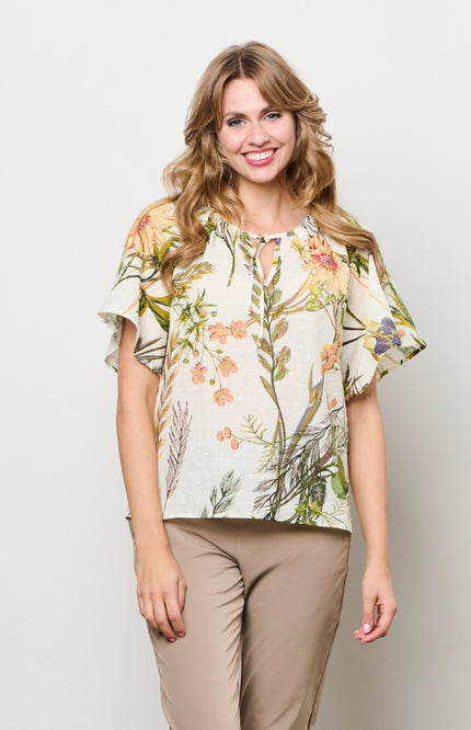 &Co woman Top Axelle Flower Offwhite Multi TO345 Stretchshop.nl