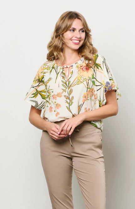 &Co woman Top Axelle Flower Offwhite Multi TO345 Stretchshop.nl