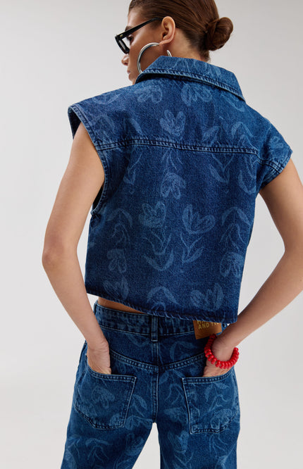 Harper & Yve Gilet Esmee Mid Blue SS6D203 Stretchshop.nl