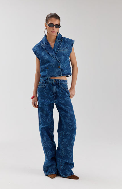 Harper & Yve Gilet Esmee Mid Blue SS6D203 Stretchshop.nl