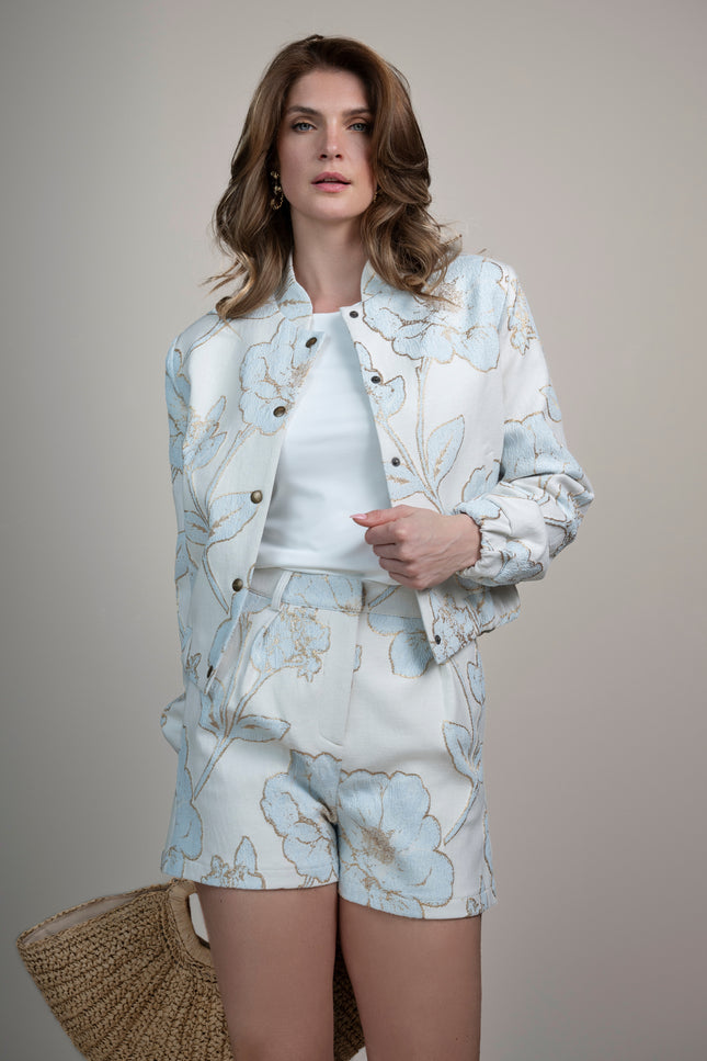 Elvira Casuals Bomber Lesley Blue Flowers Stretchshop.nl