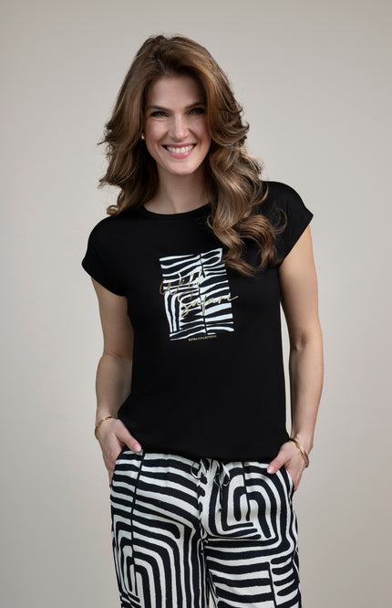 Elvira Casuals T-shirt Safari Black Stretchshop.nl