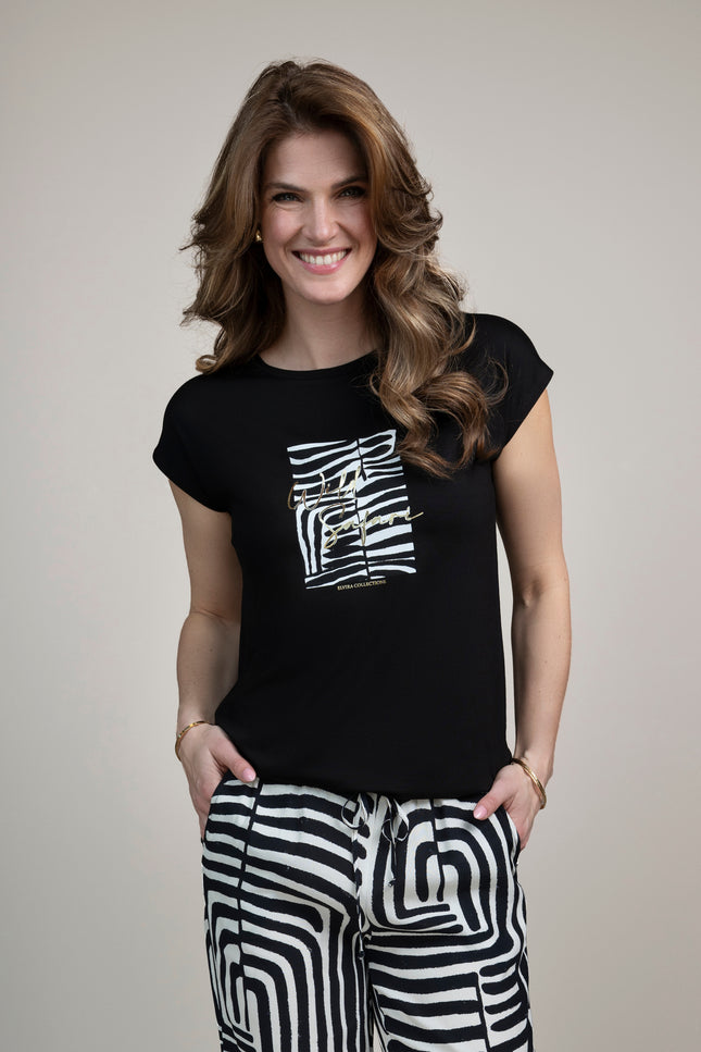 Elvira Casuals T-shirt Safari Black Stretchshop.nl