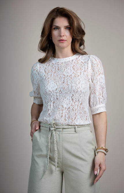 Elvira Casuals Top Marell Offwhite Lace Stretchshop.nl