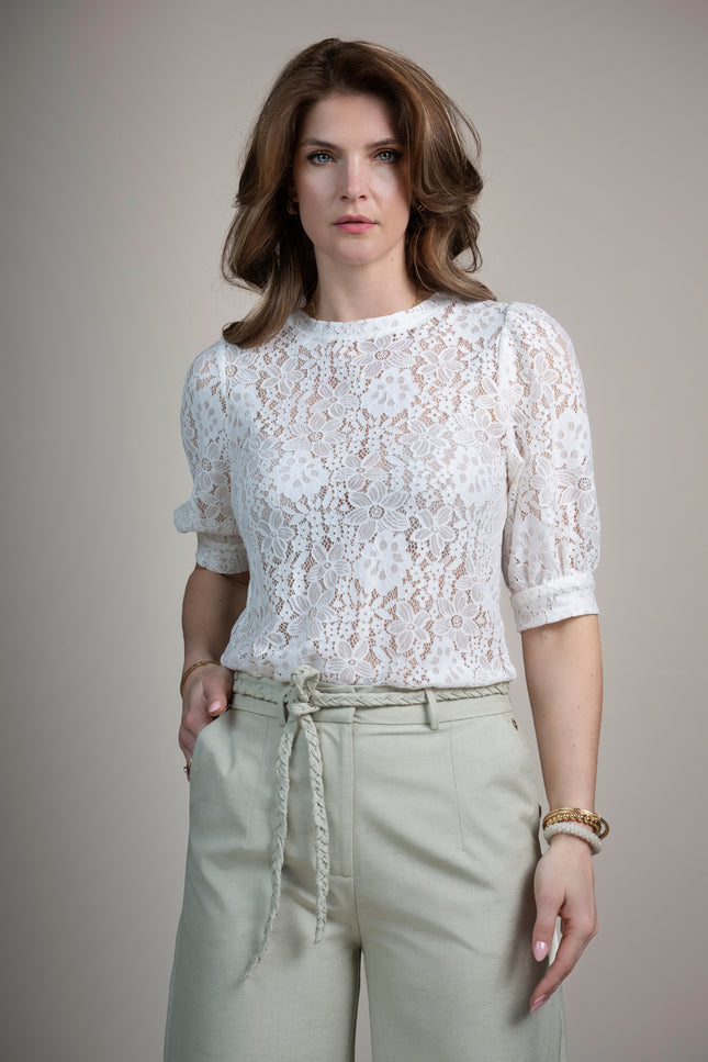Elvira Casuals Top Marell Offwhite Lace Stretchshop.nl