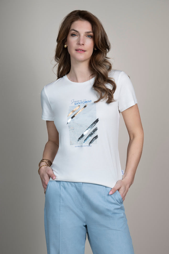 Elvira Casuals T-shirt Santorini Offwhite Stretchshop.nl