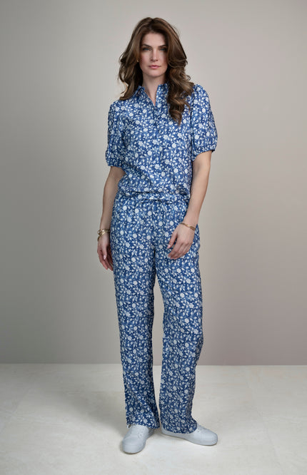Elvira Casuals Broek Sophia Greek Flowers Stretchshop.nl