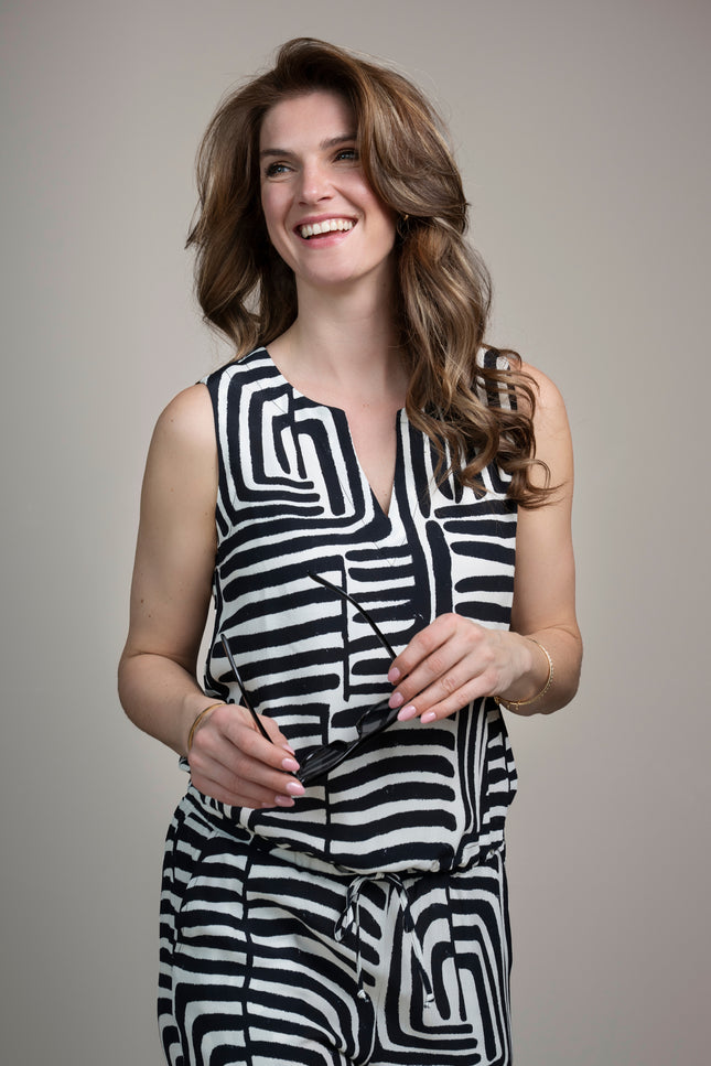 Elvira Casuals Top Abby African Zebra Stretchshop.nl