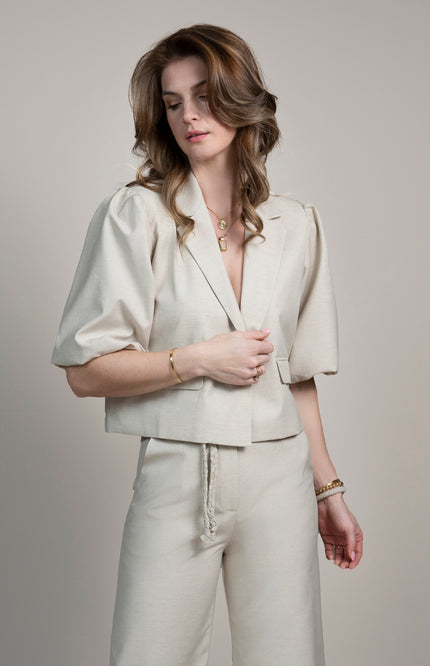 Elvira Casuals Blazer Yara Sand Linnen Stretchshop.nl