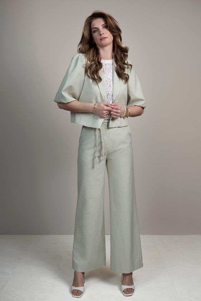 Elvira Casuals Broek Yara Sage Linnen Stretchshop.nl