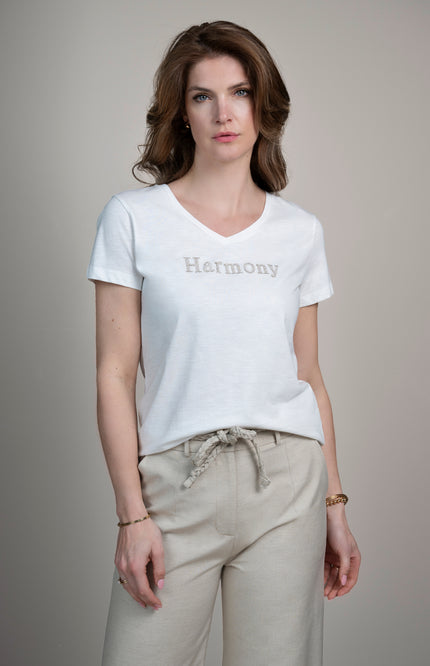 Elvira Casuals T-shirt Harmony Offwhite Silver Stretchshop.nl