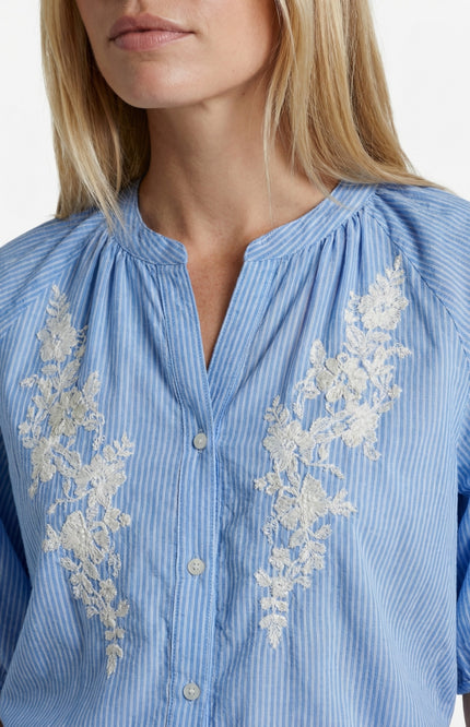 G-maxx Blouse Edith Ice Blue Offwhite Stretchshop.nl