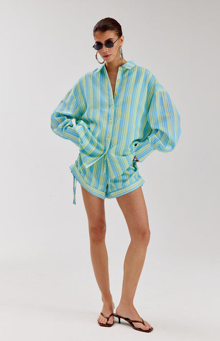 Harper & Yve Short Yessie Blue Yellow Stripe HS6P110 Stretchshop.nl
