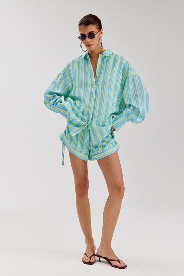 Harper & Yve Short Yessie Blue Yellow Stripe HS6P110 Stretchshop.nl
