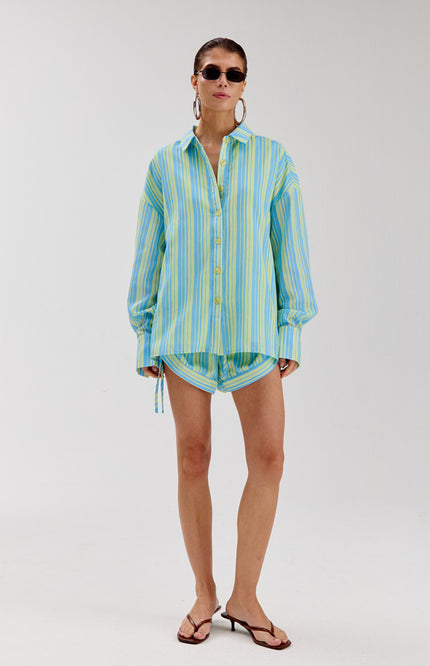 Harper & Yve Short Yessie Blue Yellow Stripe HS6P110 Stretchshop.nl