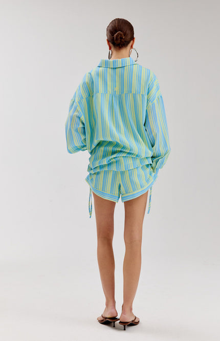 Harper & Yve Blouse Yelena Blue Yellow Stripe HS6P608 Stretchshop.nl
