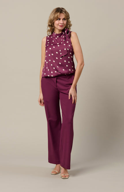 &Co woman Travel Broek Penelope Flare Plum PA203-1 Stretchshop.nl