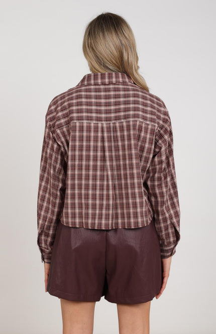 Nukus Blouse Macy Check Cherry Rose NKF02260 Stretchshop.nl