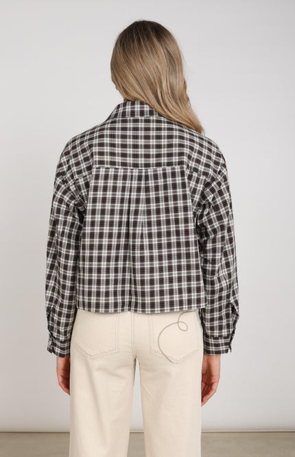 Nukus Blouse Macy Check Offwhite Chocolate NKF02261 Stretchshop.nl