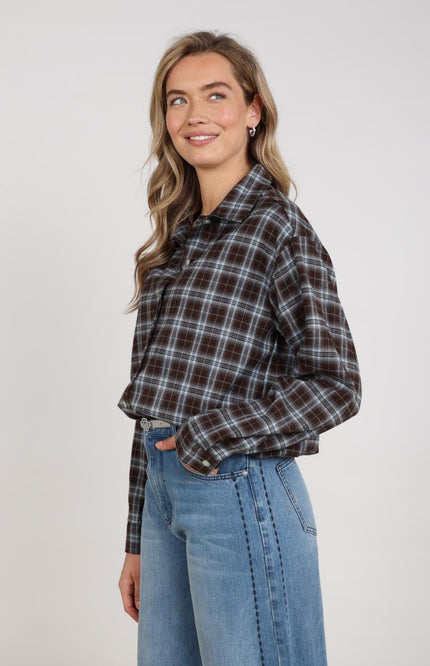 Nukus Blouse Newport Chocolate Sky NKF02262 Stretchshop.nl