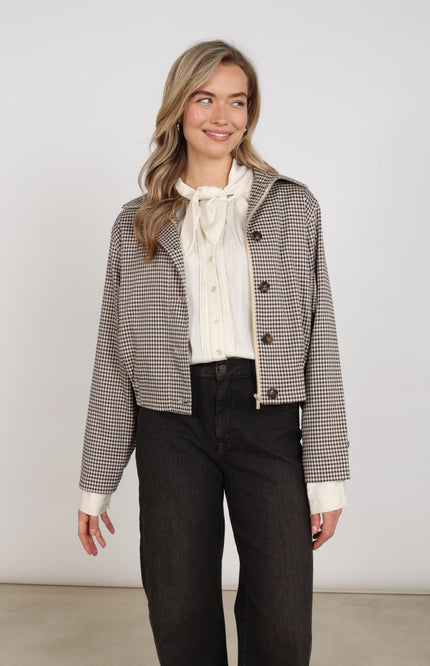 Nukus Jacket Dahlia Check Sand Chocolate NKF13166 Stretchshop.nl