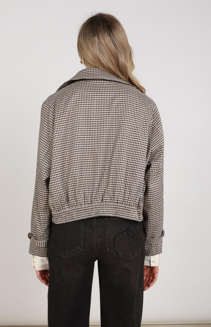 Nukus Jacket Dahlia Check Sand Chocolate NKF13166 Stretchshop.nl