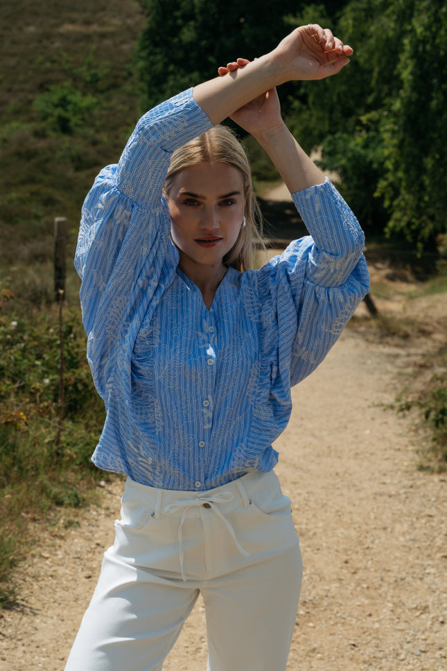 Maicazz Blouse Shanghai Blue Stripe Stretchshop.nl